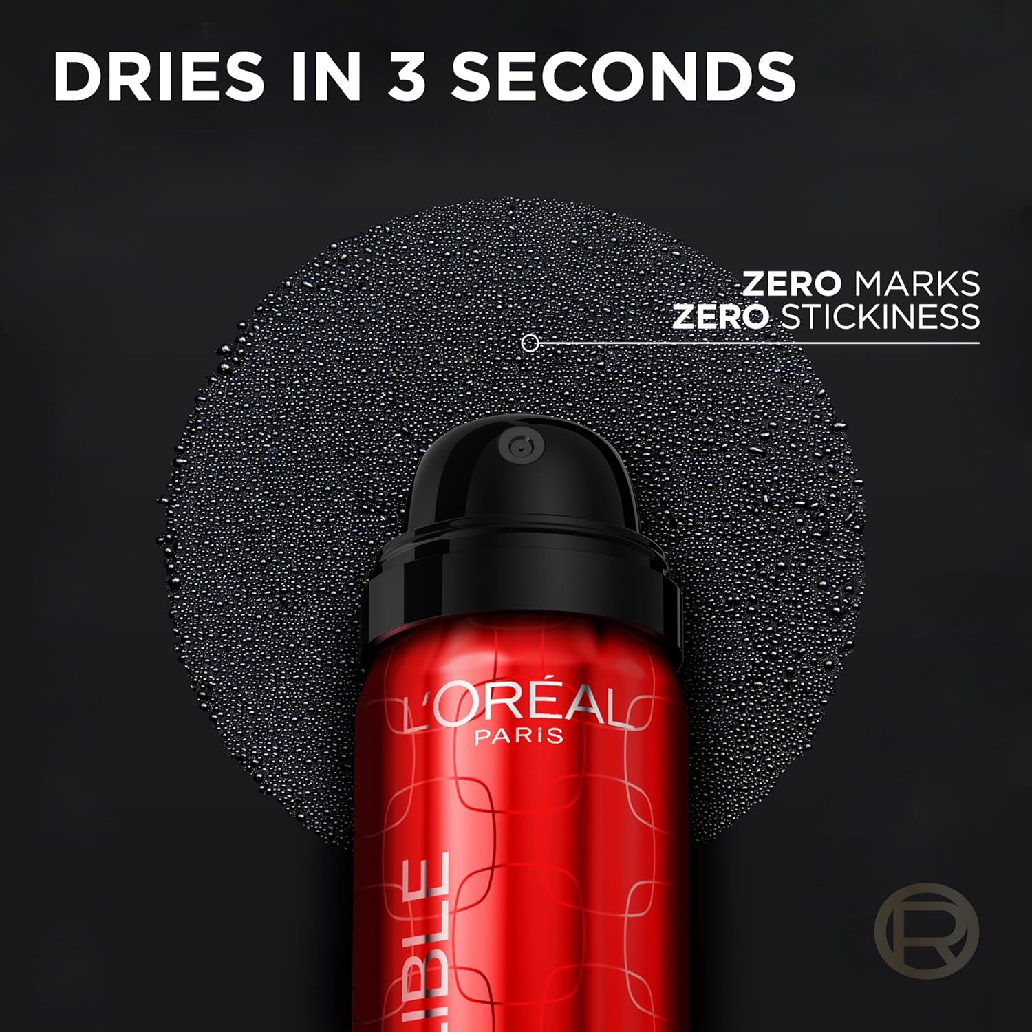 Waterproof and sweat-proof makeup setting spray ingredients panel close up