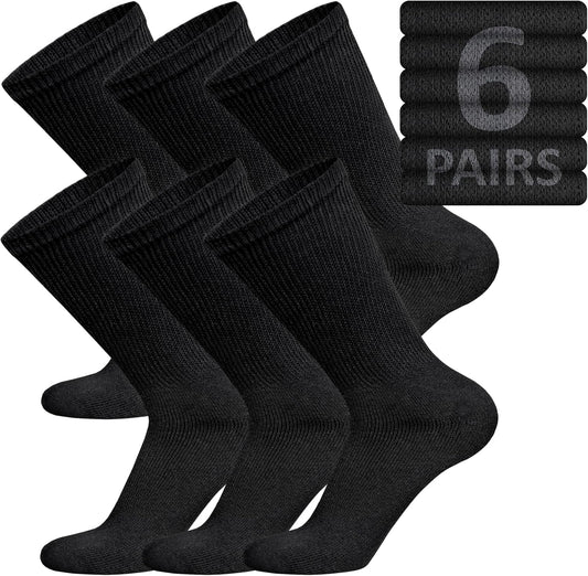 Brooklyn Socks Cotton Diabetic Non-Binding Neuropathy Crew Socks front view showing black fabric texture.