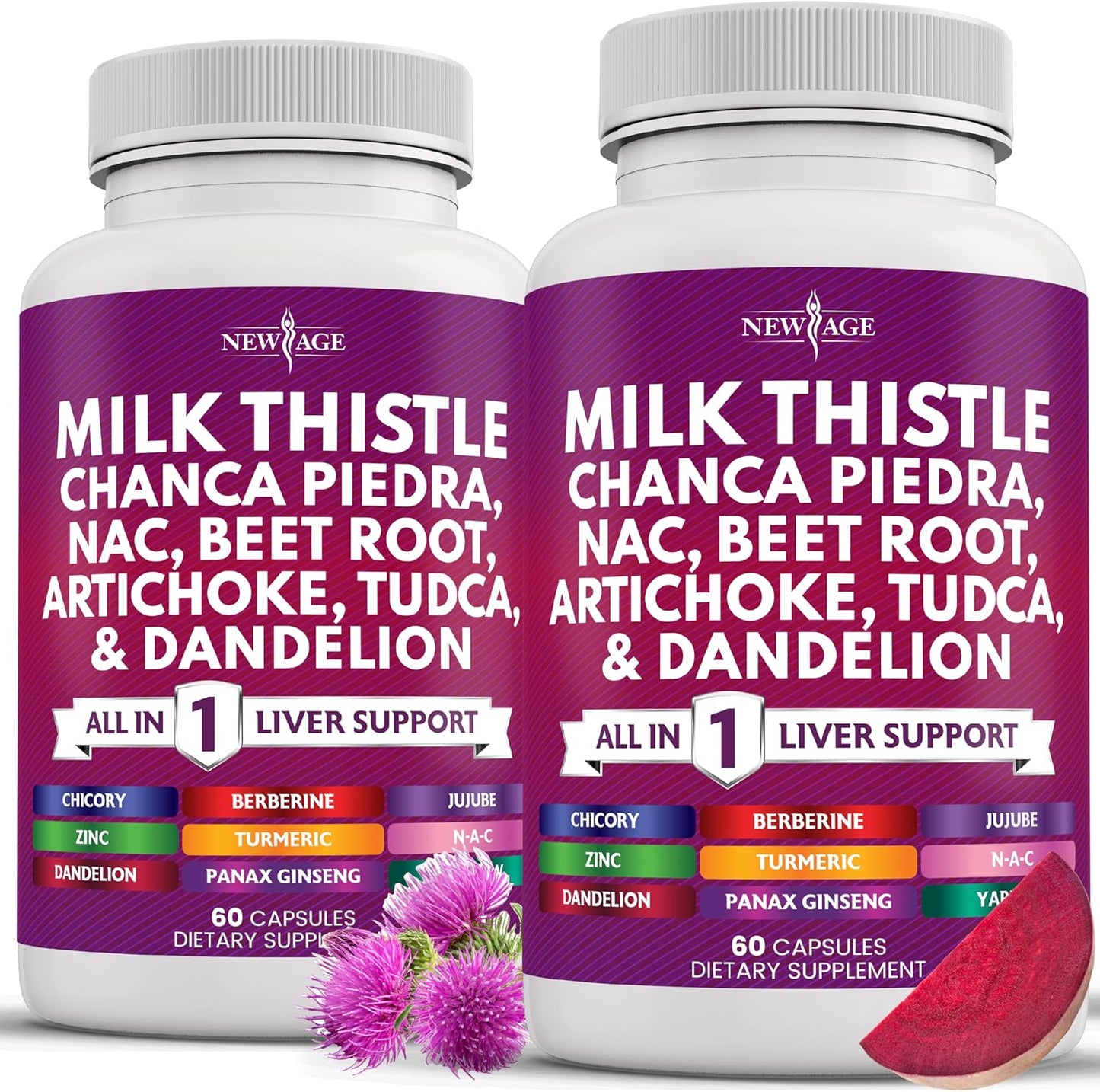 New Age Liver Support and Detox Milk Thistle 120 Capsules front view bottle.