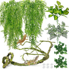 Hamiledyi 5 Pcs Reptile Plants Terrarium Hanging Fake Plant Leaves, Bearded Dragon Tank Accessories, Habitat Decor for Snake Leopard Gecko Lizard Chameleon Spider Turtle (Style 3) - Image 10