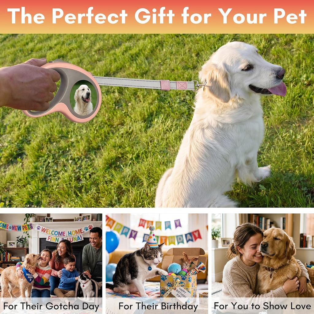 Rear view of custom pet name printed on Amesuspes retractable leash housing