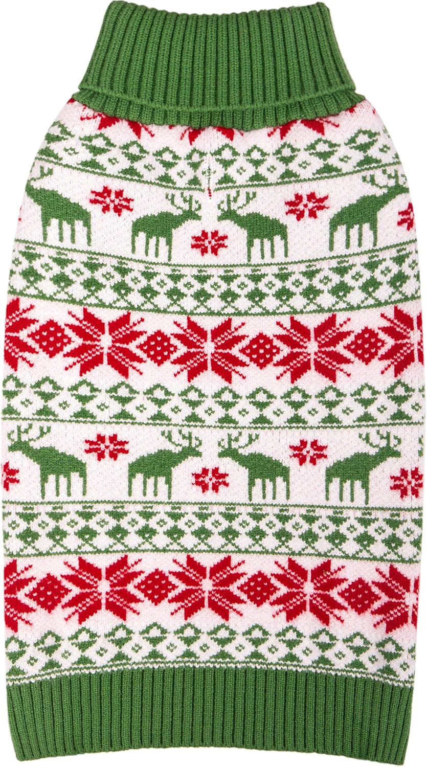 KYEESE Dog Christmas Sweater with Reindeer Pattern, Cozy Holiday Outfit, Turtleneck Dog Sweater for Small Dogs with Leash Hole, Red Buffalo Plaid Knitwear, Soft Warm Festival Dogs Clothes, Large - Image 11