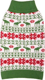 KYEESE Dog Christmas Sweater with Reindeer Pattern, Cozy Holiday Outfit, Turtleneck Dog Sweater for Small Dogs with Leash Hole, Red Buffalo Plaid Knitwear, Soft Warm Festival Dogs Clothes, Large - Image 11