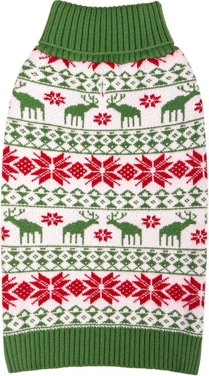 KYEESE Dog Christmas Sweater with Reindeer Pattern, Cozy Holiday Outfit, Turtleneck Dog Sweater for Small Dogs with Leash Hole, Red Buffalo Plaid Knitwear, Soft Warm Festival Dogs Clothes, Large - Image 11