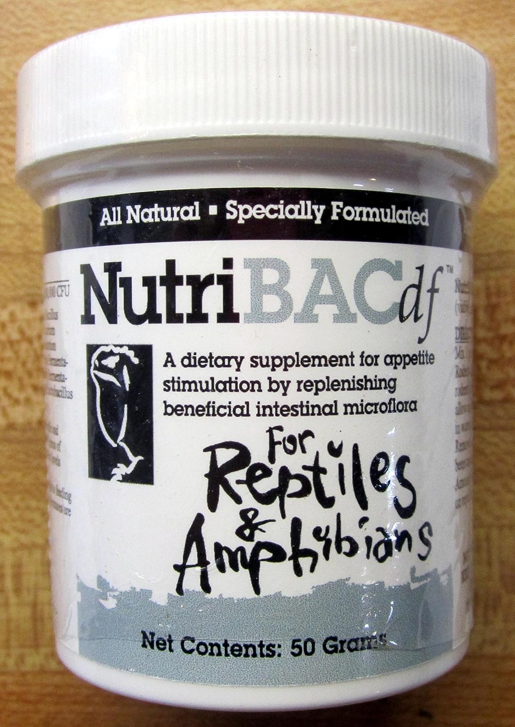 Nutribac probiotic dietary supplement for reptiles and amphibians 50 gram front view