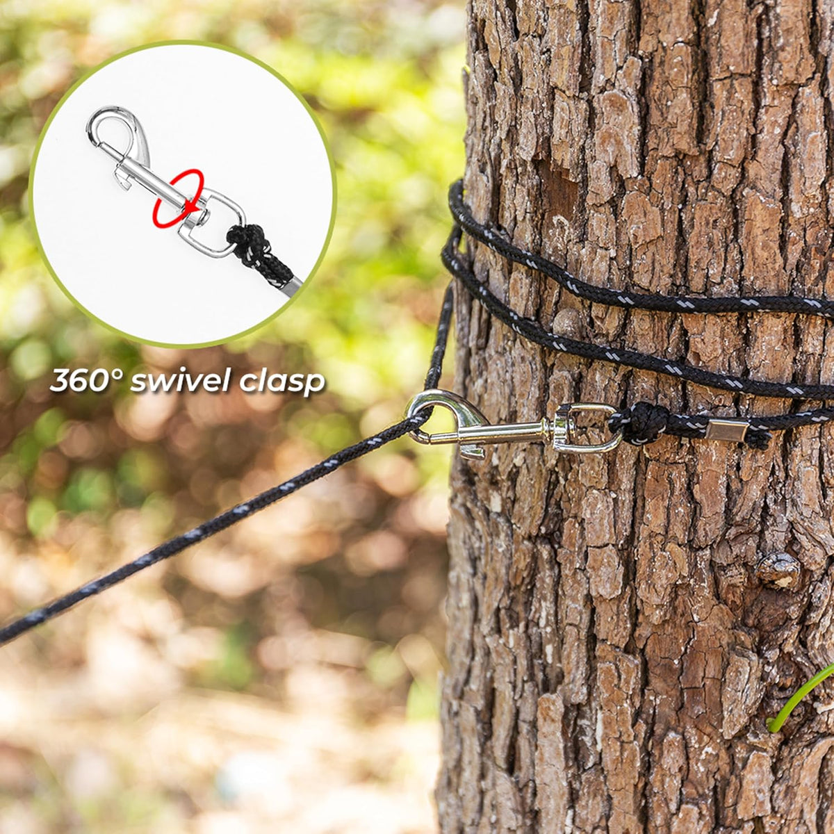 Demonstration of the dual spring hooks located at both ends of the escape proof lead.