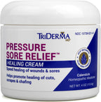 TriDerma MD Pressure Sore Relief Healing Cream 4 ounce jar front view for authentic bed sore treatment