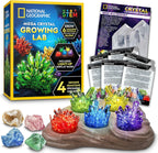 National Geographic Mega Crystal Growing Kit packaging front view highlighting six vibrant crystals