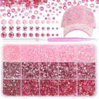 Cynailli pink resin rhinestone kit front view with organizer box