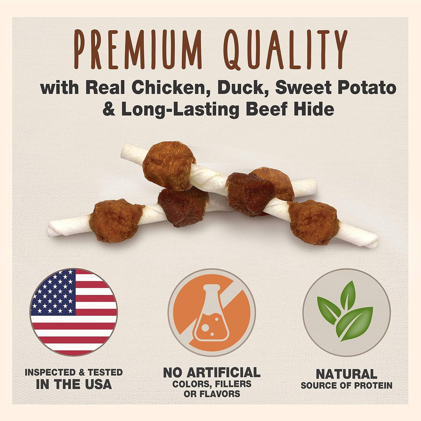 5 inch beef hide shish kabob stick for small dogs