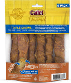 Cadet long lasting healthy dog treats displaying texture and real chicken wrap