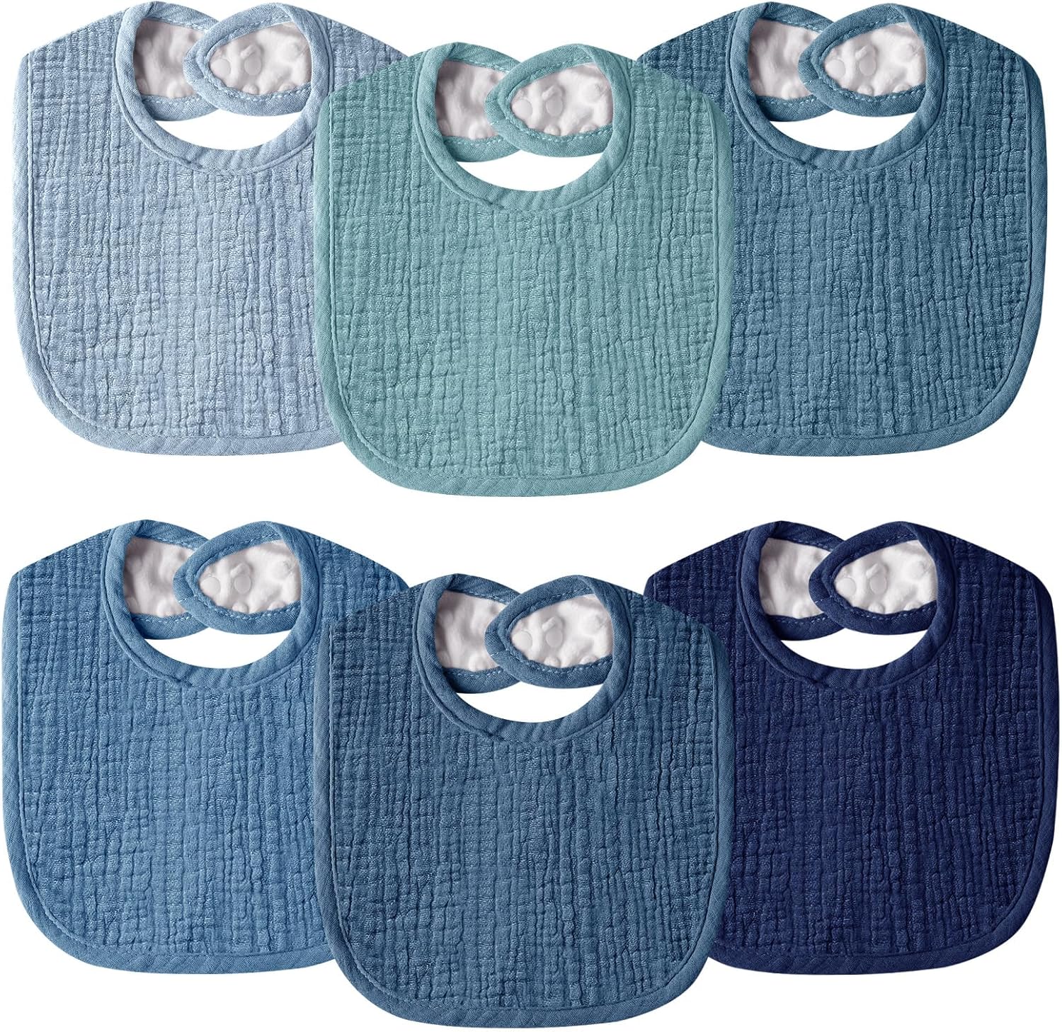 Wrrernsin muslin baby bibs set blue cotton fabric