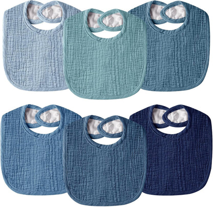 Wrrernsin muslin baby bibs set blue cotton fabric