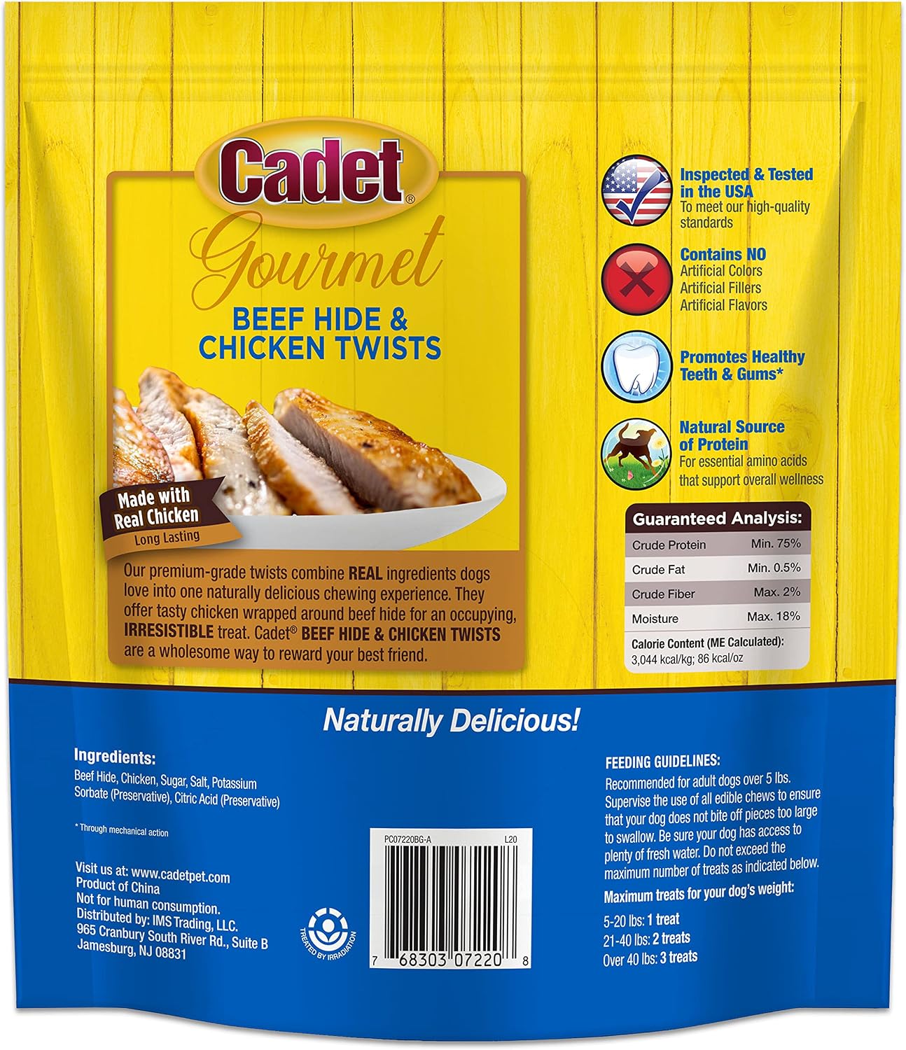 Resealable zipper feature on the Cadet pet treat bag