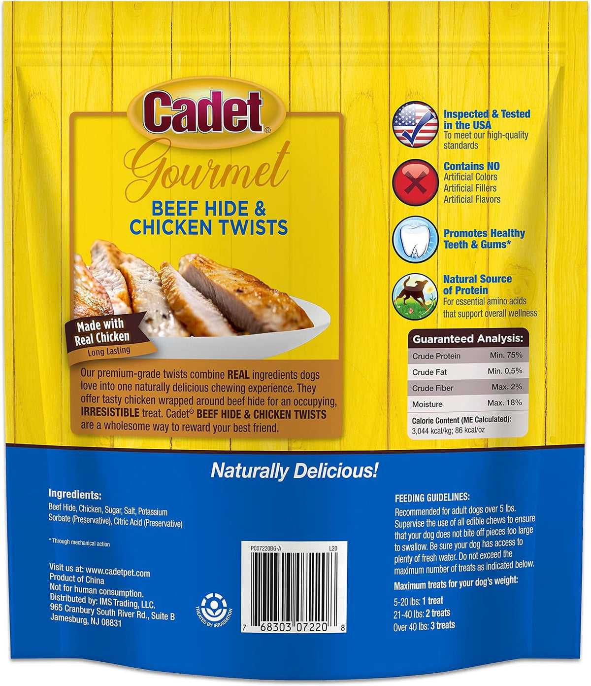 Resealable zipper feature on the Cadet pet treat bag