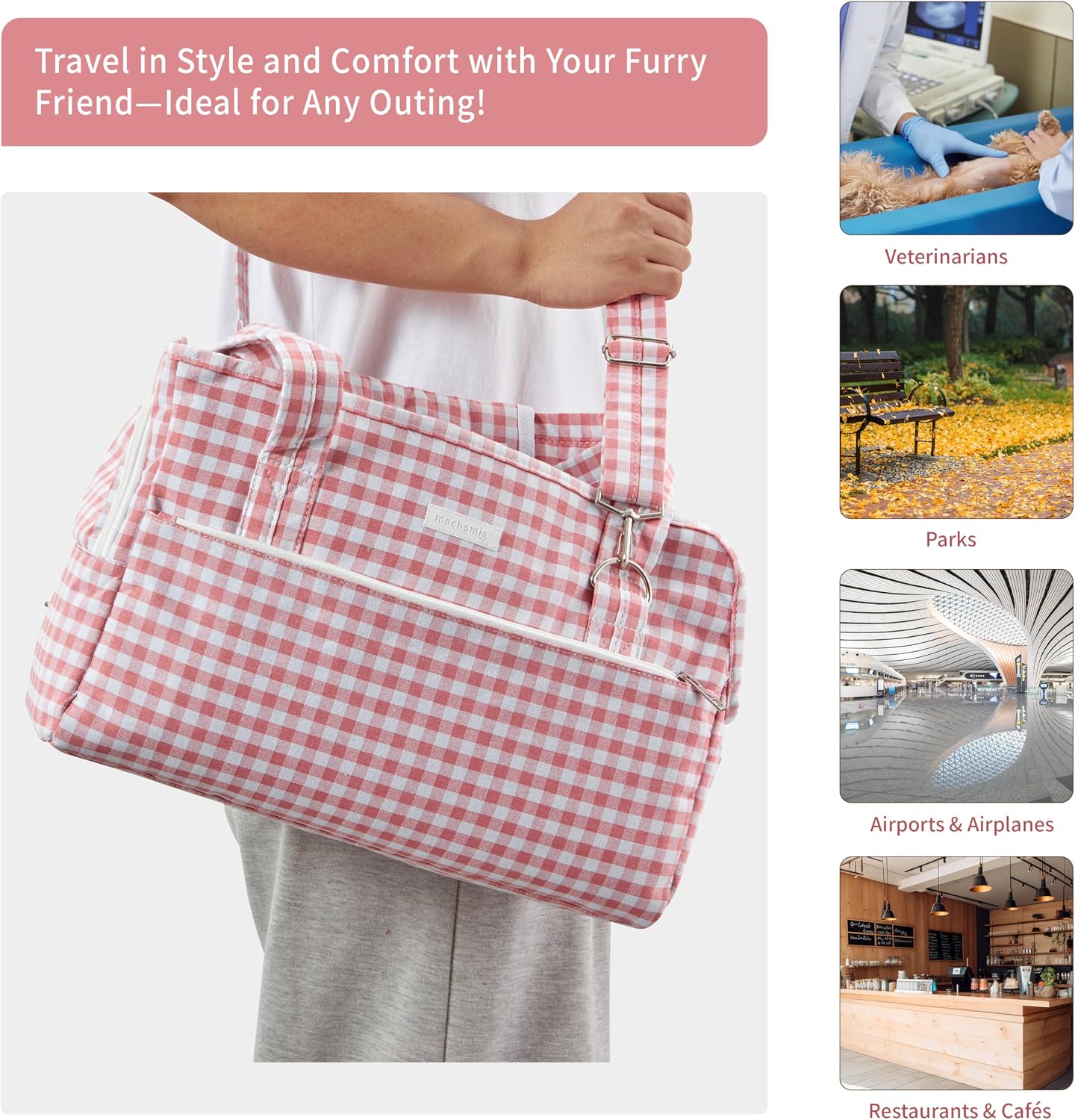 Small dog resting inside a Machamie luxury pet carrier
