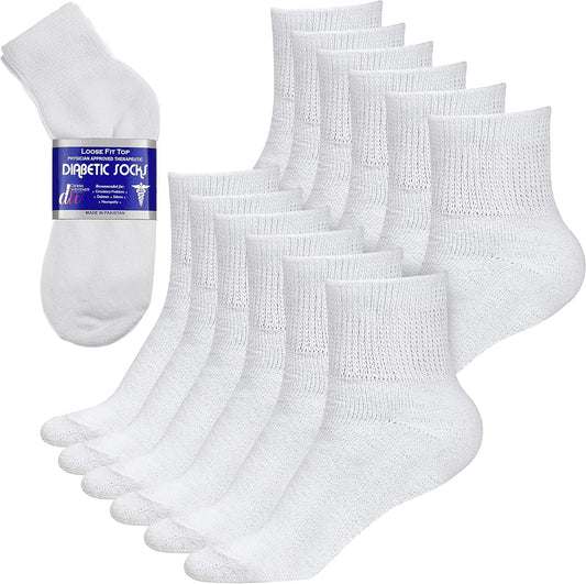 Debra Weitzner Diabetic Ankle Crew Socks front view showing non-binding top.