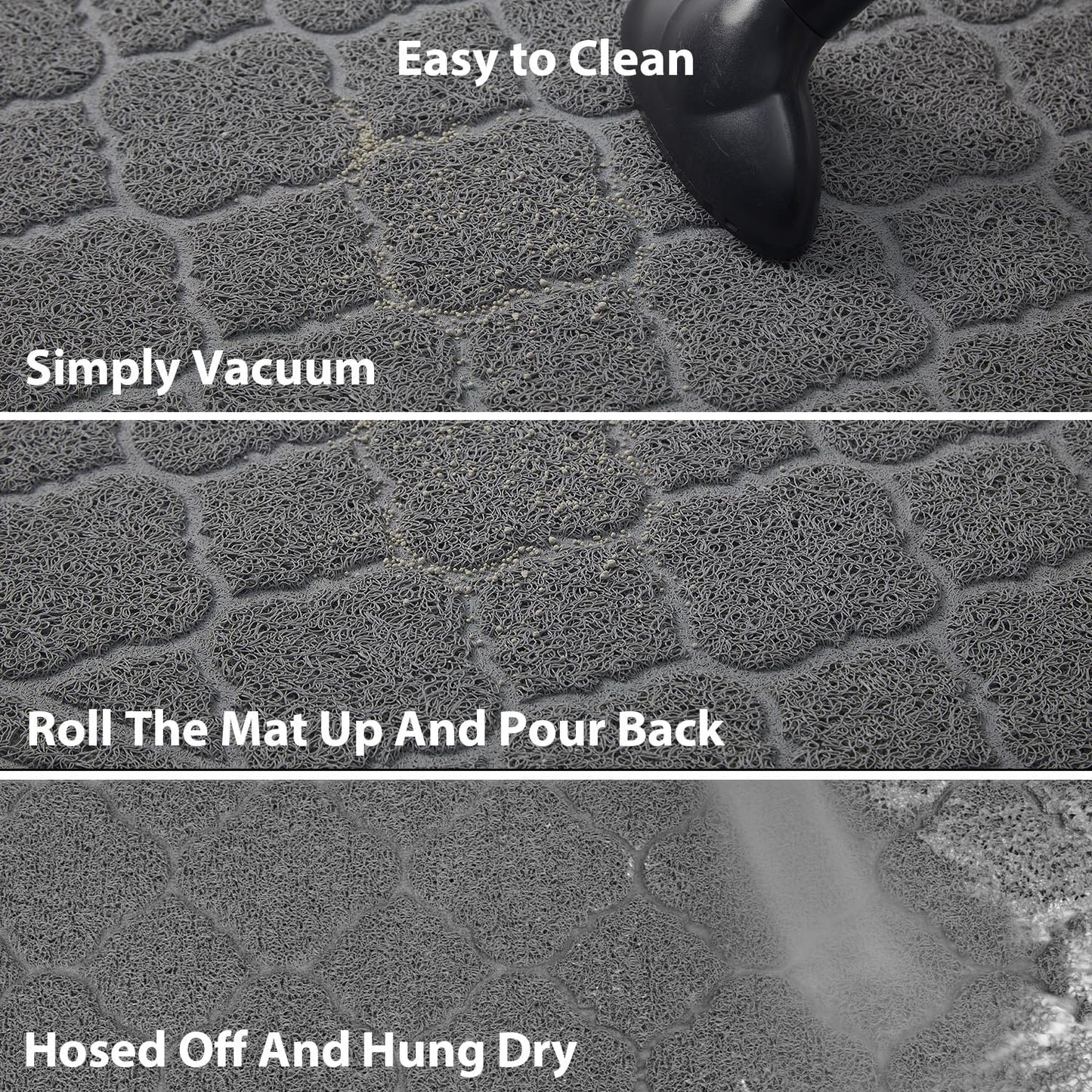 WePet Scatter Control Mat XXL size being shaken out to clean trapped litter