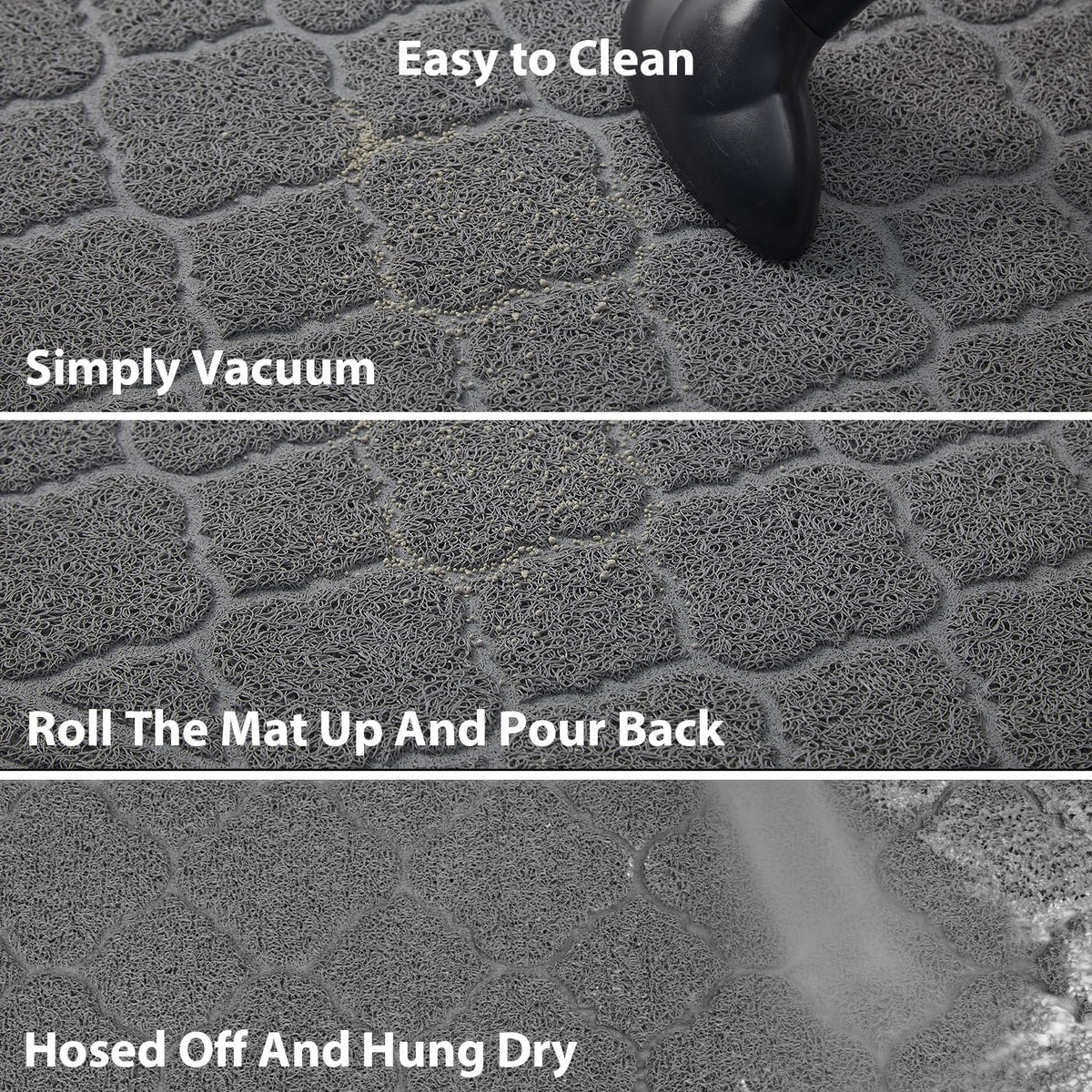 WePet grey cat litter pad flexibility and soft paw texture display