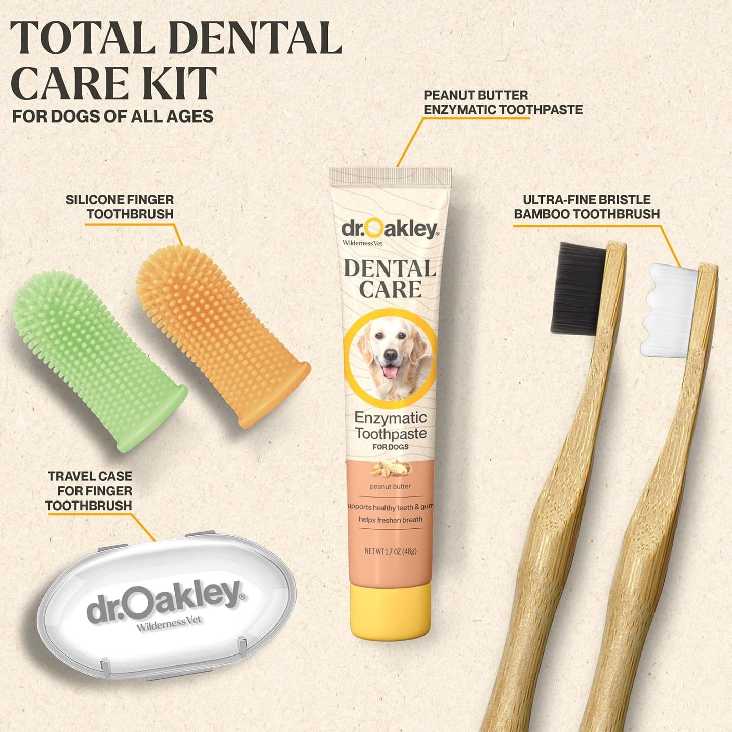 Dr. Oakley enzymatic toothpaste and toothbrush dental set