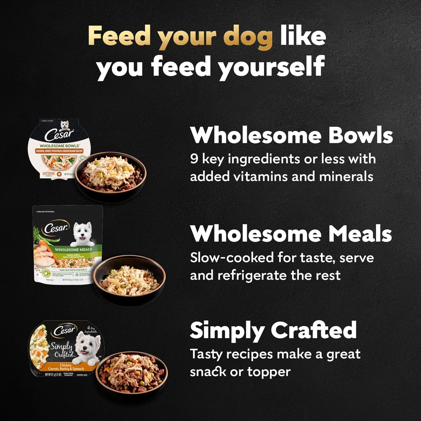 Cesar Wholesome Meals Chicken, Carrots, Barley & Green Beans Wet Dog Food, 17.6 oz. Pouch (6 Count) - Image 9