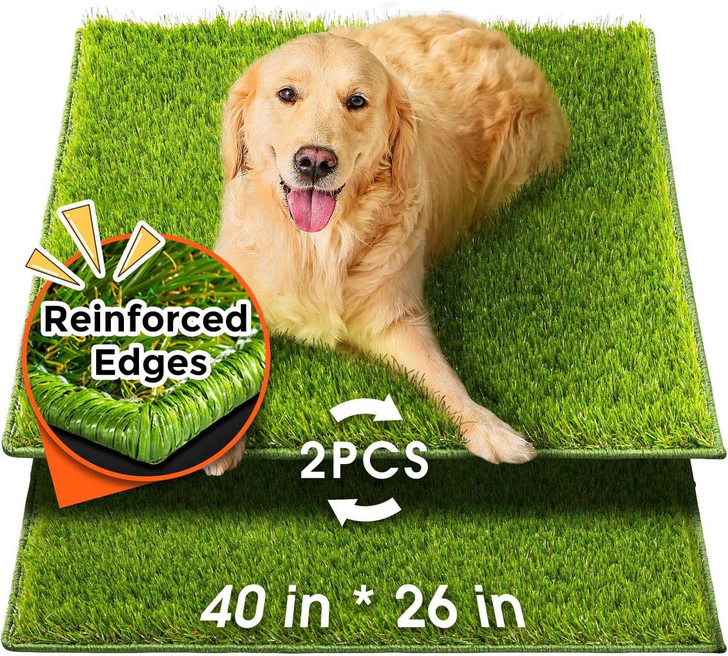 Hompet Dog Grass Pad with Tray Large, 41"x27", 2 Reusable Artificial Turf for Dogs Potty, Waterproof Non-Slip Washable Pee Pads, Quickly Absorbency Portable Dog Litter Box for Indoor/Outdoor Use - Image 12