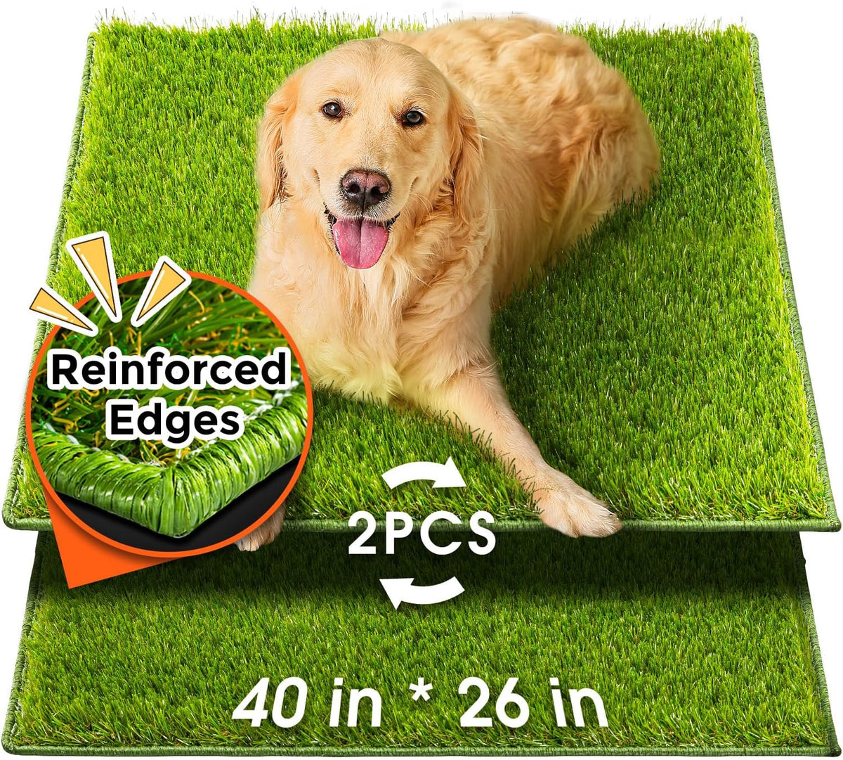 Hompet Dog Grass Pad with Tray Large, 41"x27", 2 Reusable Artificial Turf for Dogs Potty, Waterproof Non-Slip Washable Pee Pads, Quickly Absorbency Portable Dog Litter Box for Indoor/Outdoor Use - Image 12