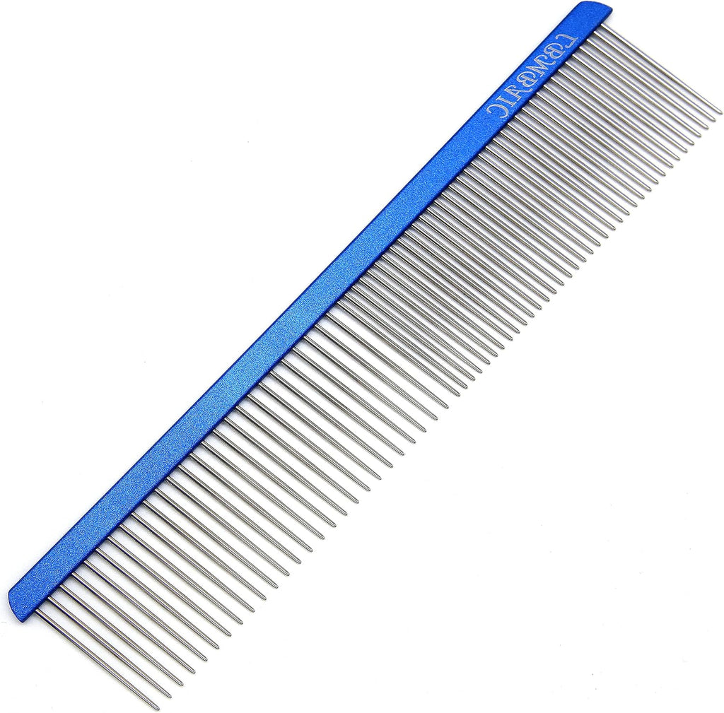 Metal Dog Grooming Comb for Shedding Tangles,Knots,Mats.Dog Combs With Long Wide Tooth for Long Thick Curly Hair Metal Pet Comb for Poodles and Goldendoodles Dematting.7.5INCHES.(Blue) - Image 11