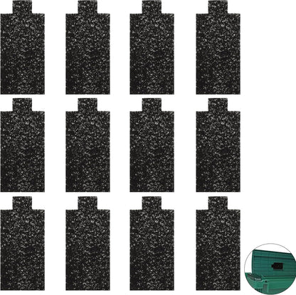 VIKOS Products carbon cotton cat litter box replacement filters 12 pack front view showing dense black material