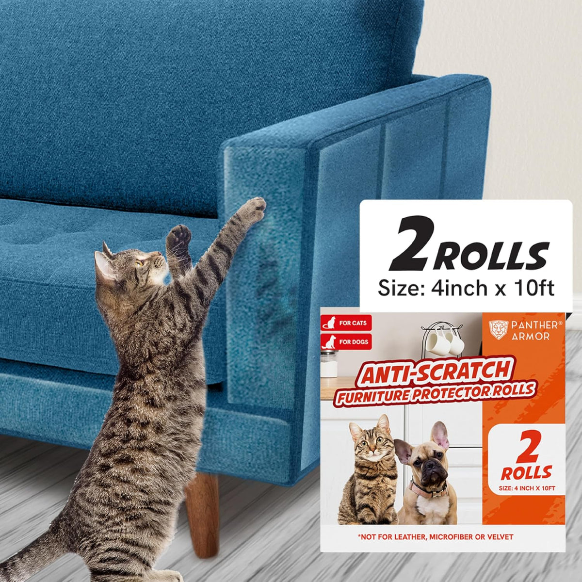 Pet-friendly transparent furniture shield installed on a chair