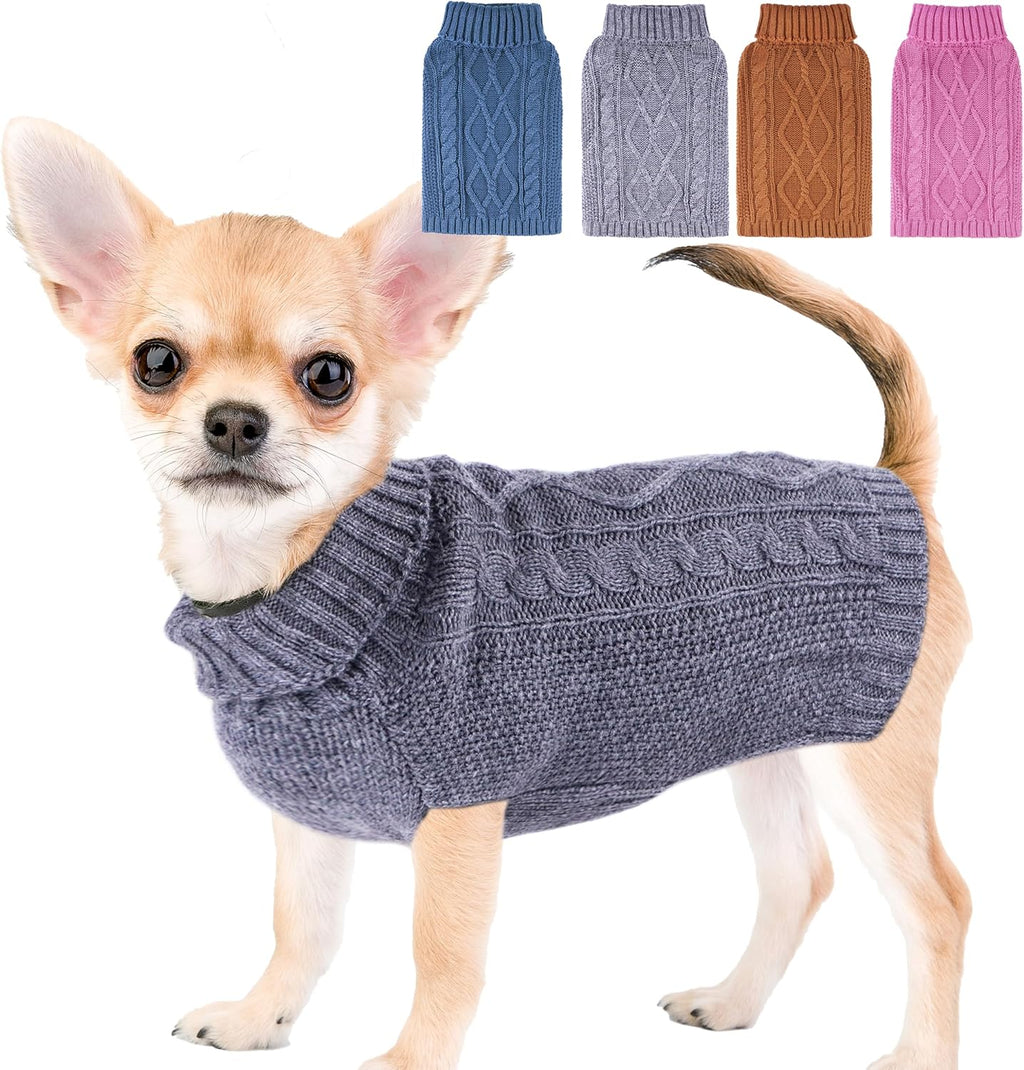 Dog Sweaters for Small Dogs XS Dog Sweater Winter Dog Clothes Boy Chihuahua Yorkie Sweater Warm Pet Clothes Knitted Solid Puppy Sweater Cat Sweater Doggy Turtleneck for Cold Weather (Blue, X-Small) - Image 12