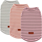 3Pack Dog Shirt Cotton Striped T-Shirts Stretchy Comfortable Pet Vest for Puppy and Cat Super Soft Dog Shirts Vest Sleeveless Breathable Basic Clothes for Small Medium Large Boy Girl Dogs - Image 9