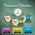 Fancy Feast adult cat food cans arranged in twenty four count display