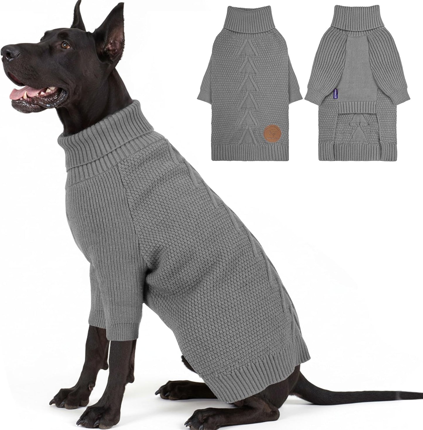 cyeollo Dog Sweaters for Small Dogs Boy, Pullover Turtleneck for Dogs Male, Knitted Doggy Fall Winter Warm Cold Weather Dog Clothes Apparel with Sleeves, Navy L - Image 12