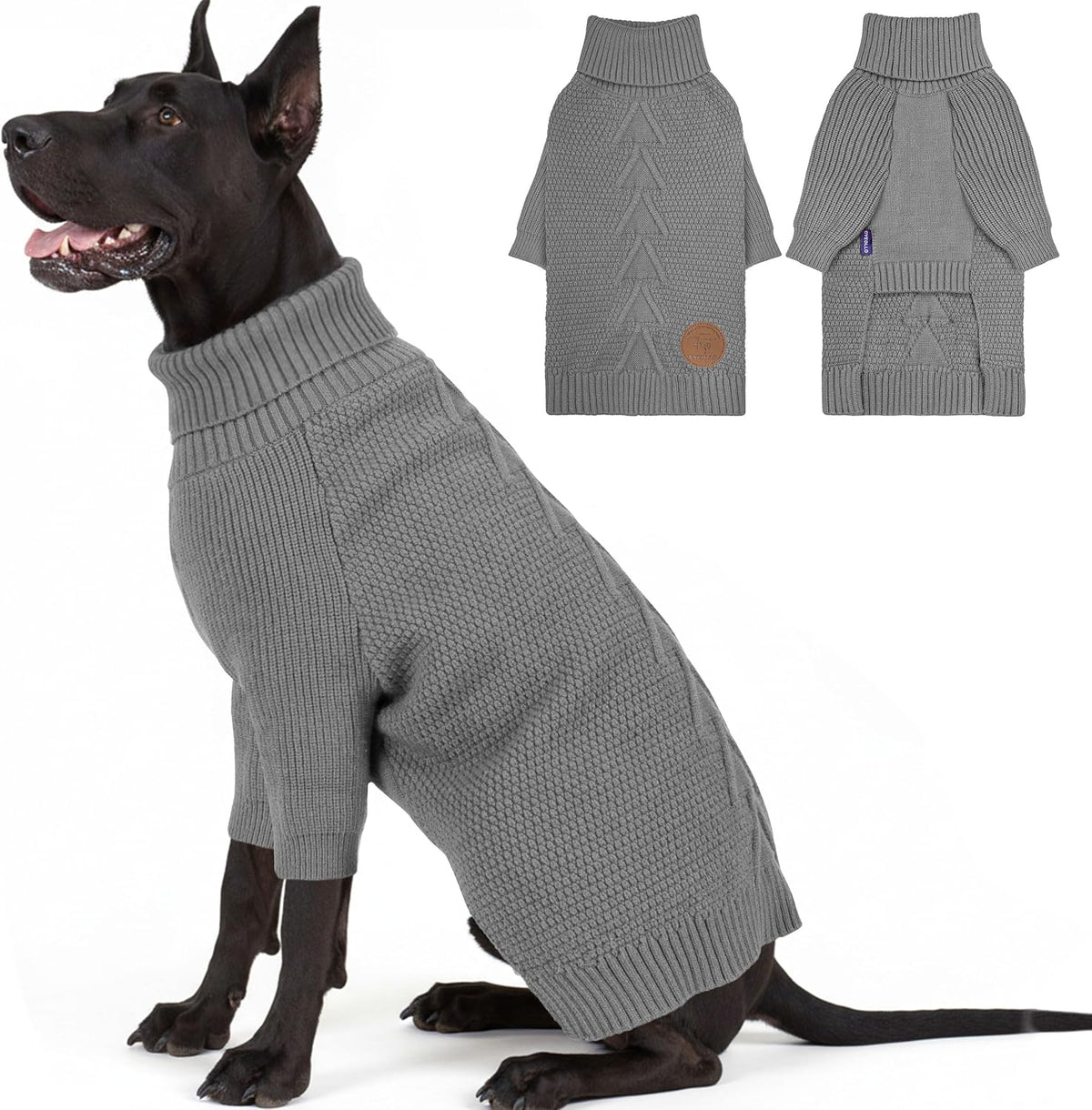cyeollo Dog Sweaters for Small Dogs Boy, Pullover Turtleneck for Dogs Male, Knitted Doggy Fall Winter Warm Cold Weather Dog Clothes Apparel with Sleeves, Navy L - Image 12
