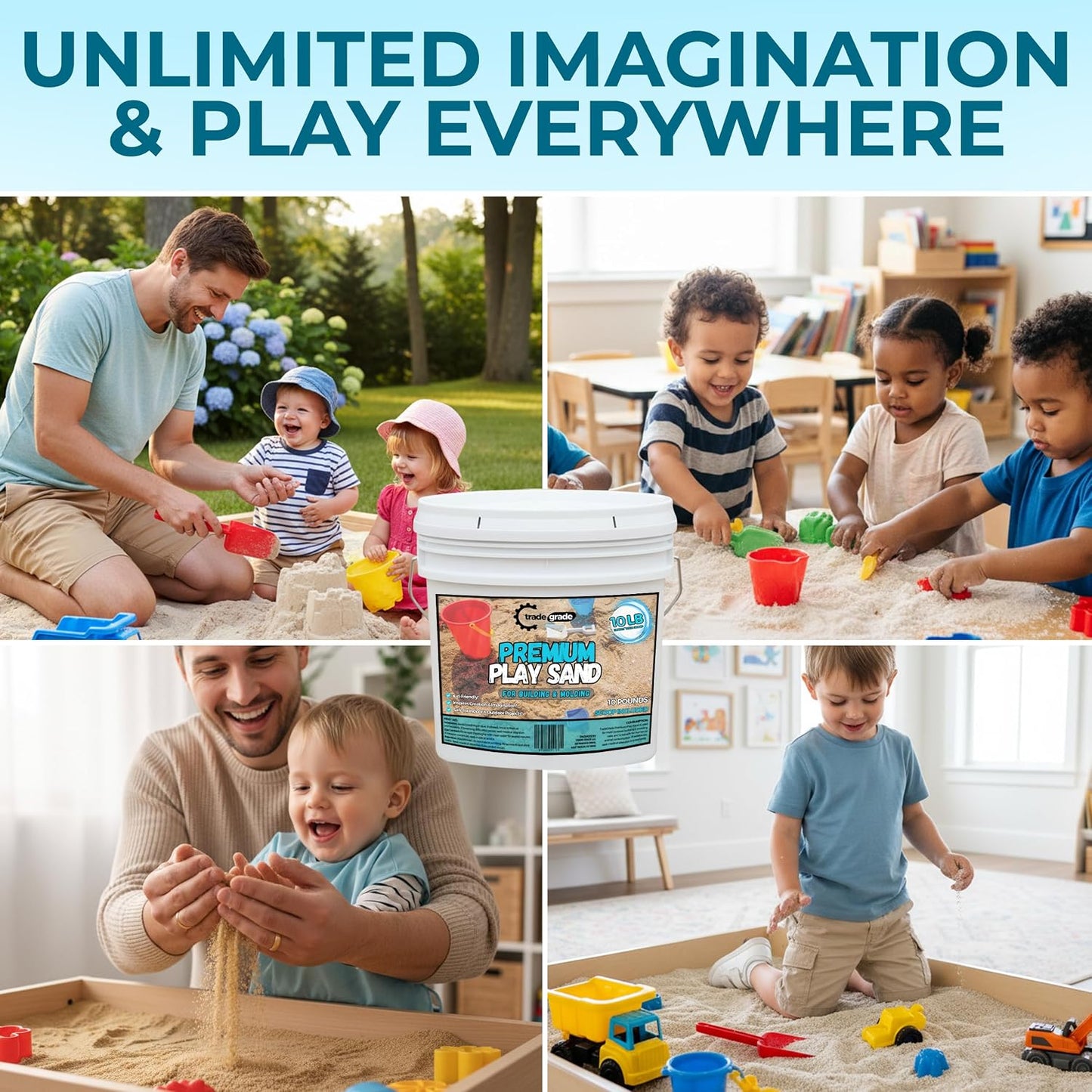 Sensory play table setup with Trade Grade play sand