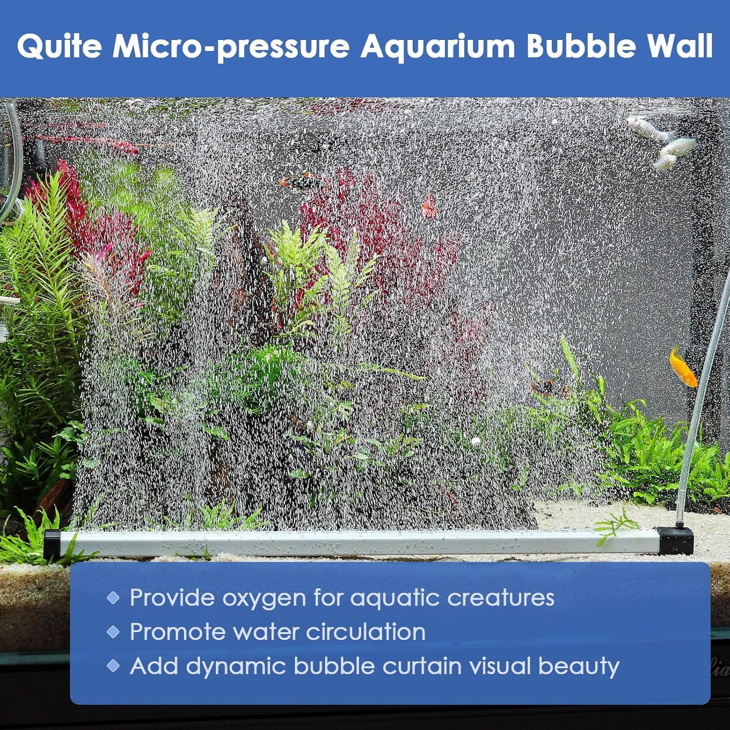 Hygger self sinking aquarium bubbler resting on tank gravel substrate