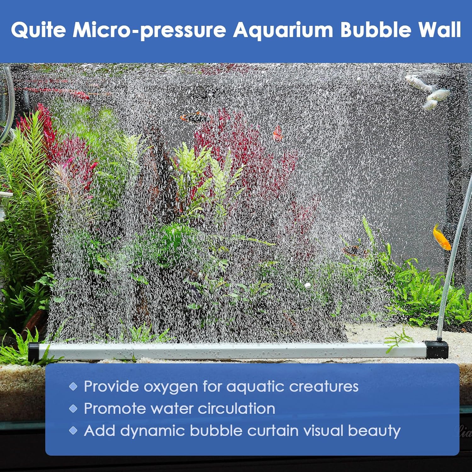Hygger self sinking aquarium bubbler resting on tank gravel substrate