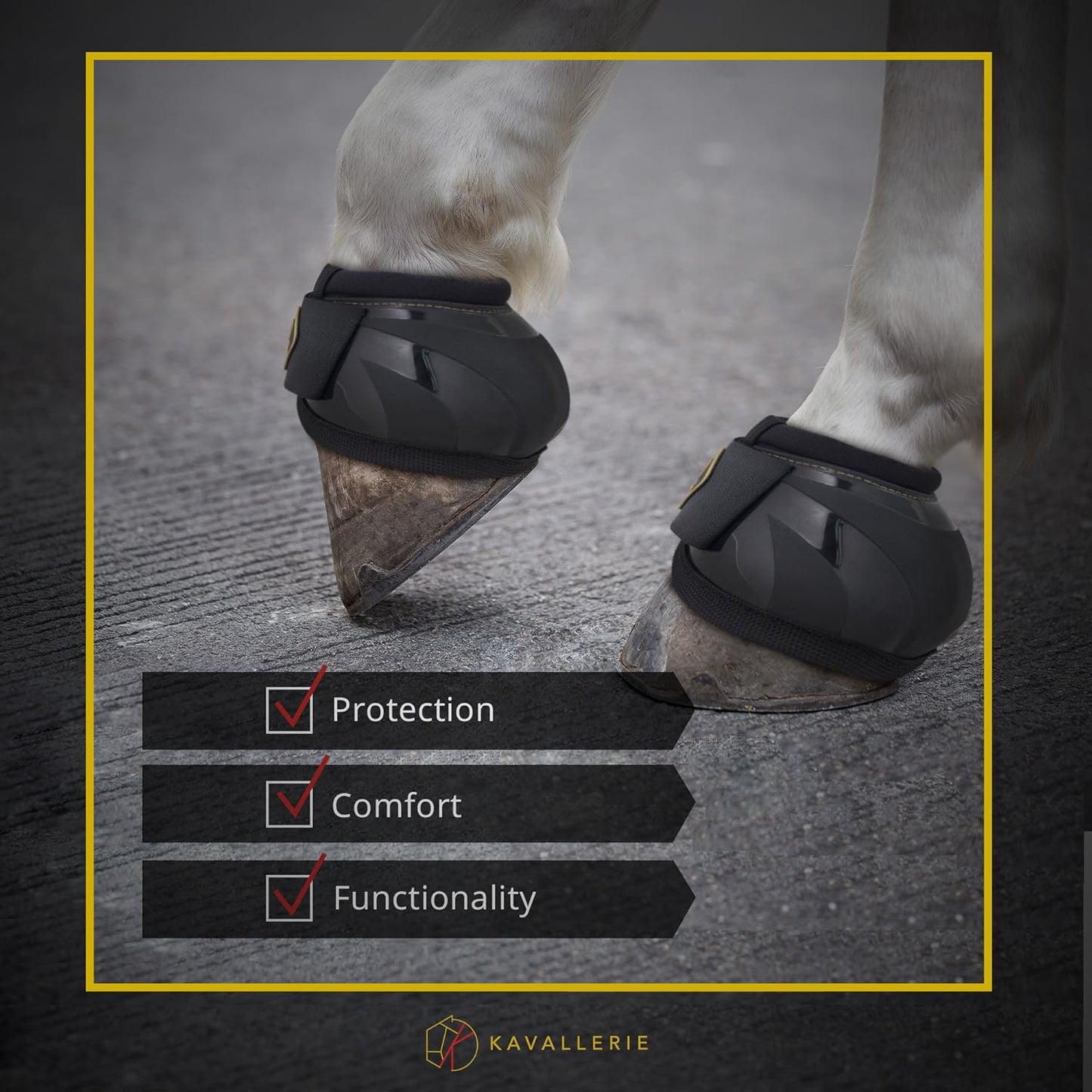 Soft rolled lining interior view of premium horse hoof protection gear.
