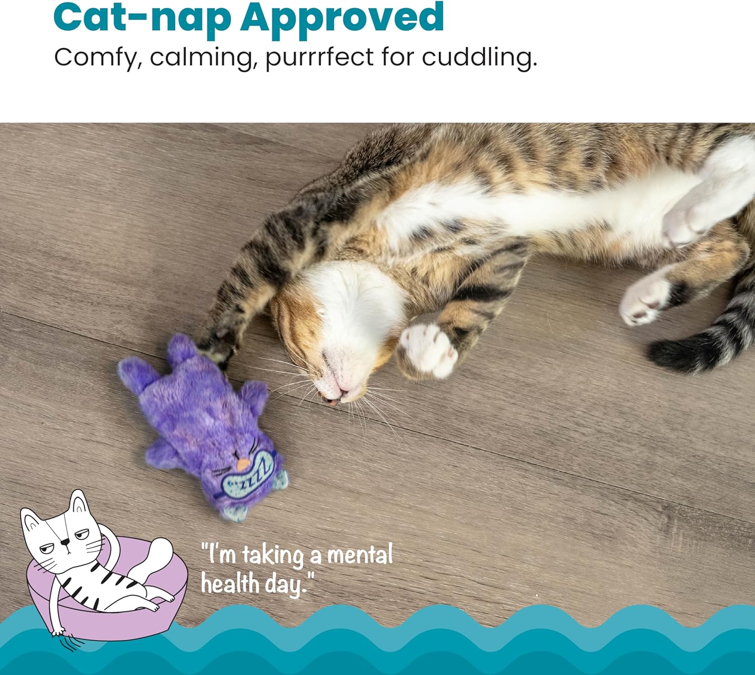 Catstages Purr Pillow showing embroidered sleeping mask detail
