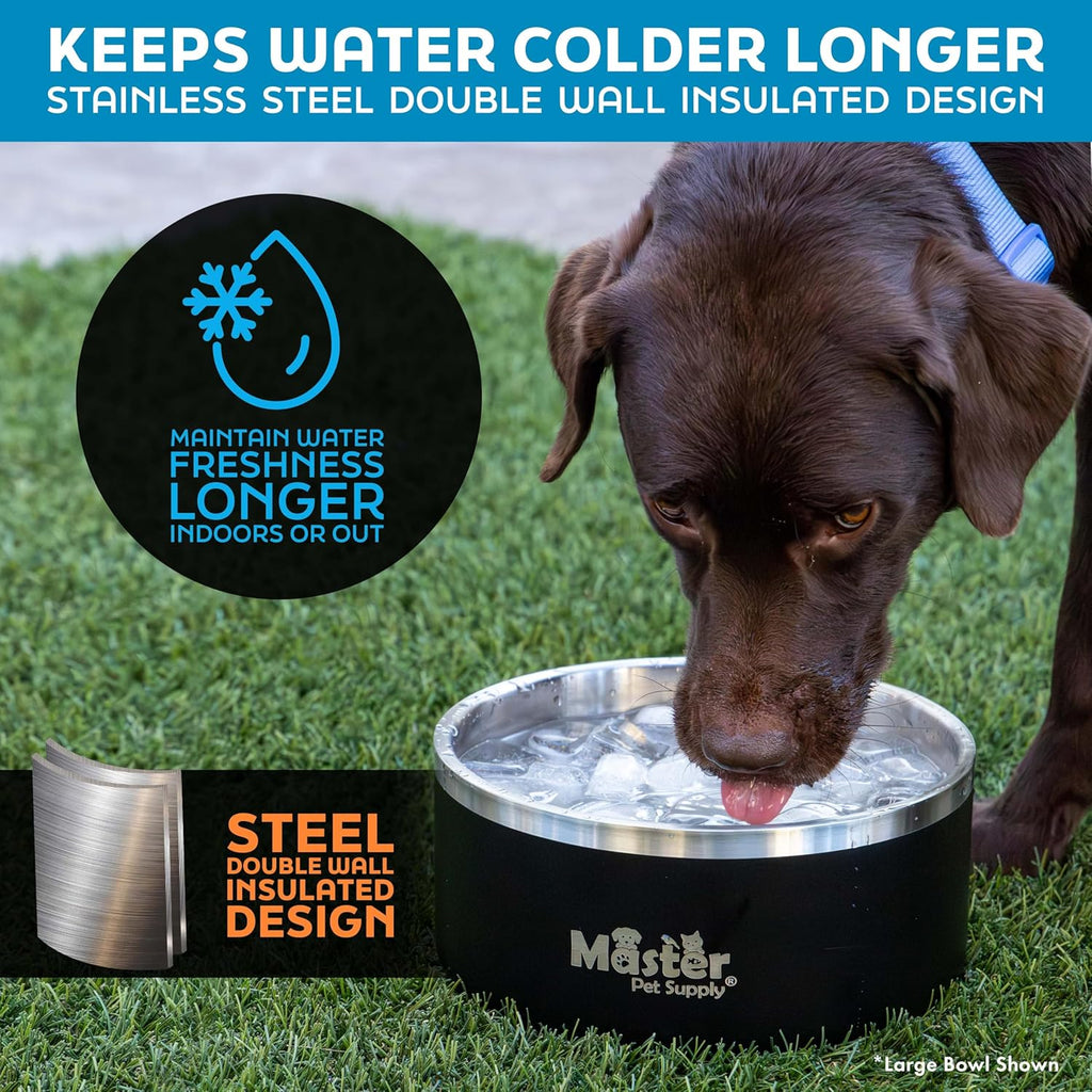 Twenty five ounce capacity metal food dish for dogs and cats