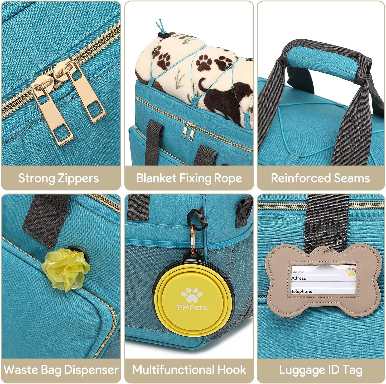 Pmpete pet travel set packed for car road trip