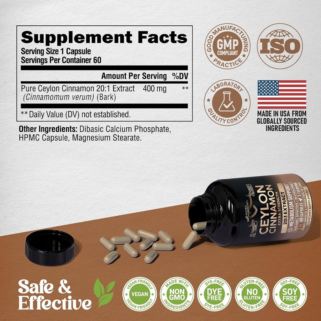 Ceylon Cinnamon Capsules - Energy Heart & Metabolism Support - 60 Capsules - Image 7