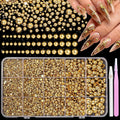 Anower gold flatback pearl nail charms kit front view box
