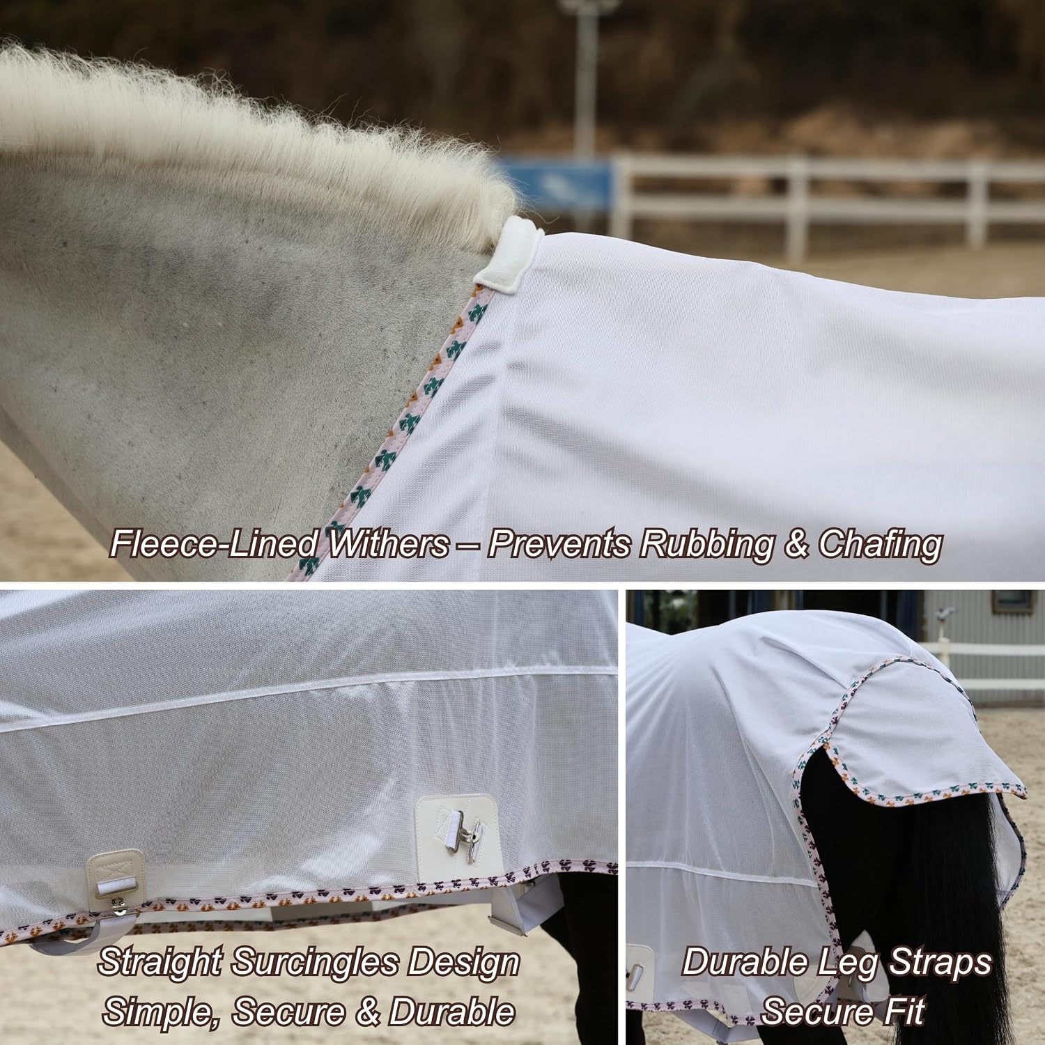 Barn And Stable tear resistant horse blanket close up on leather reinforced points