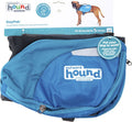 Lightweight dog travel hiking camping bag with expandable pockets in vibrant blue.