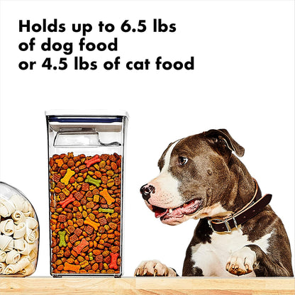 Detachable half cup scoop inside OXO Pet POP container