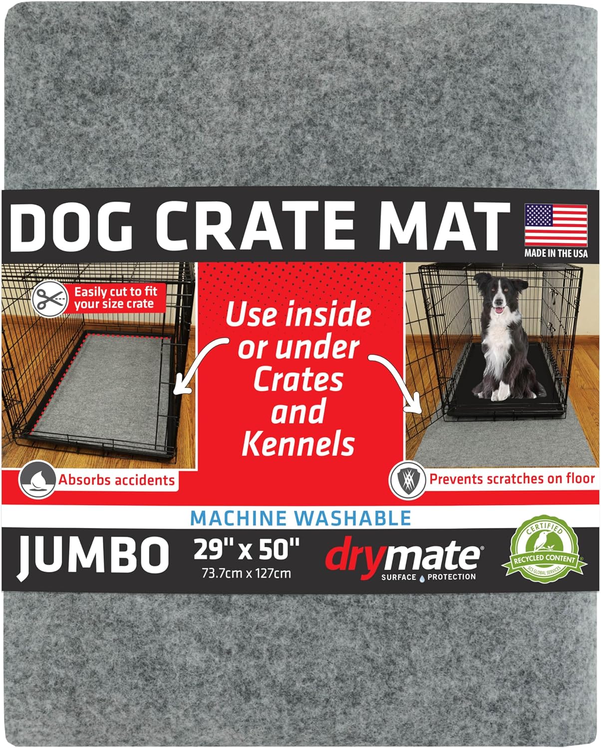 Drymate Premium Dog Crate Mat Liner, Absorbent, Waterproof, Non-Slip, Washable Puppy Pee Pad for Kennel Training - Use Under Pet Cage to Protect Floors, Cut to Fit Design (USA Made) (Dgrey)(30"x45") - Image 9