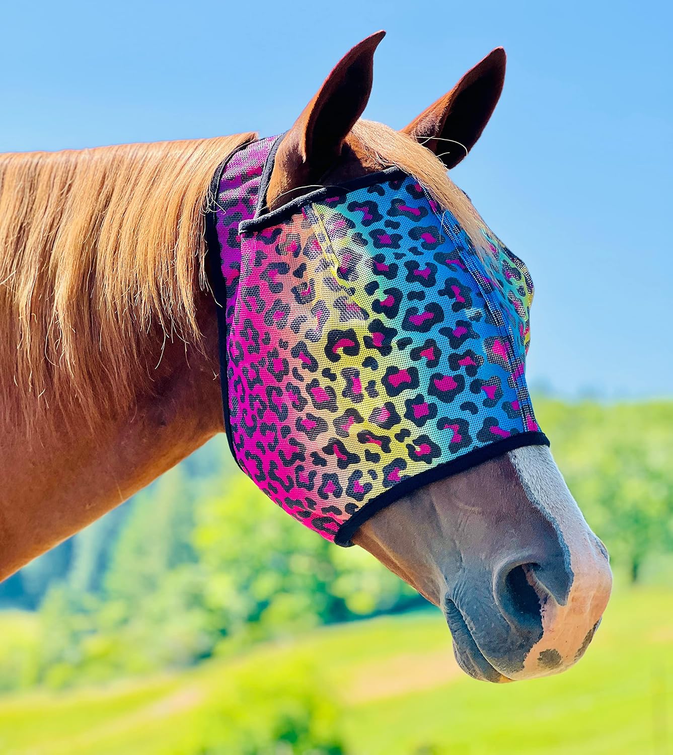 Breathable UV protection mesh fly mask for mini donkeys