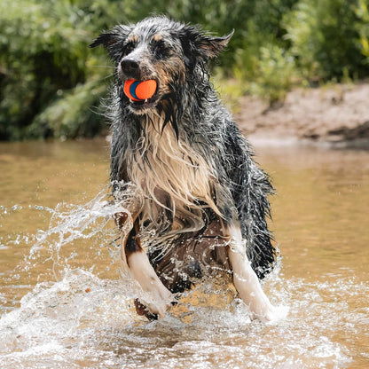 Side profile of 3-inch Chuckit! dog fetch ball